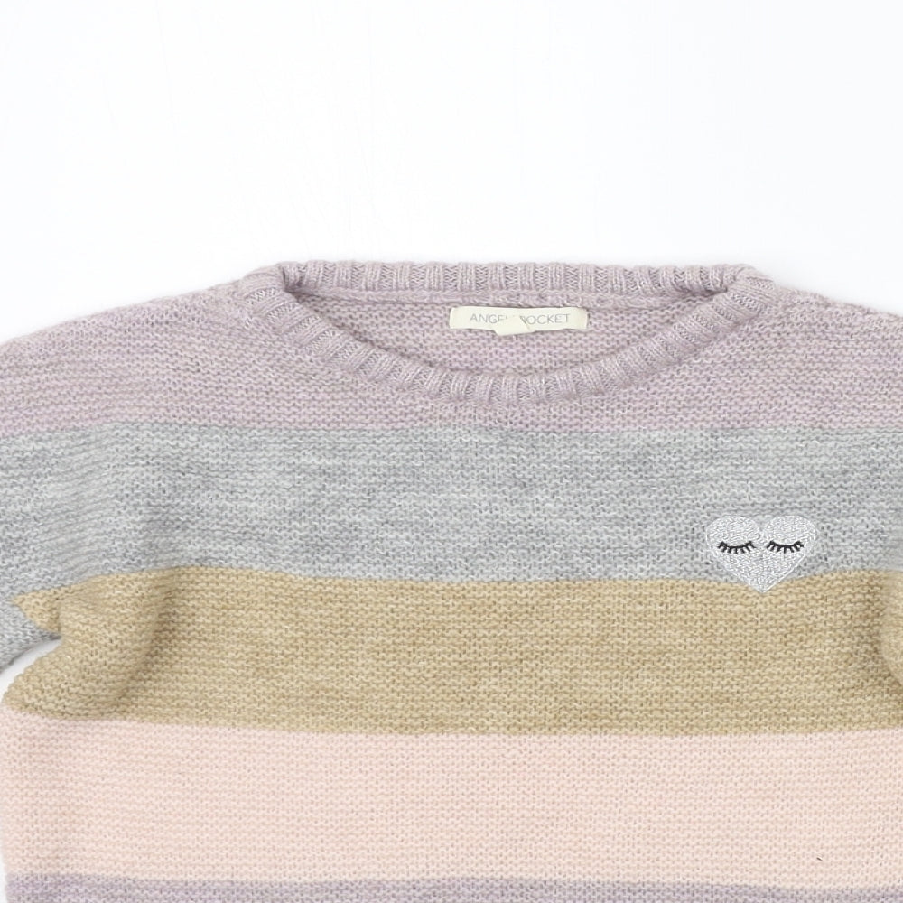 Angel & Rocket Girls Multicoloured Striped  Pullover Jumper Size 7-8 Years