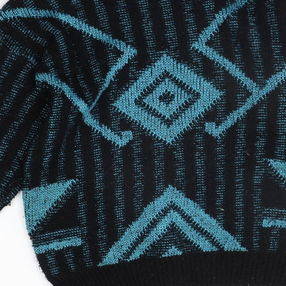 ST MICHAEL Womens Black Geometric  Pullover Jumper Size 8