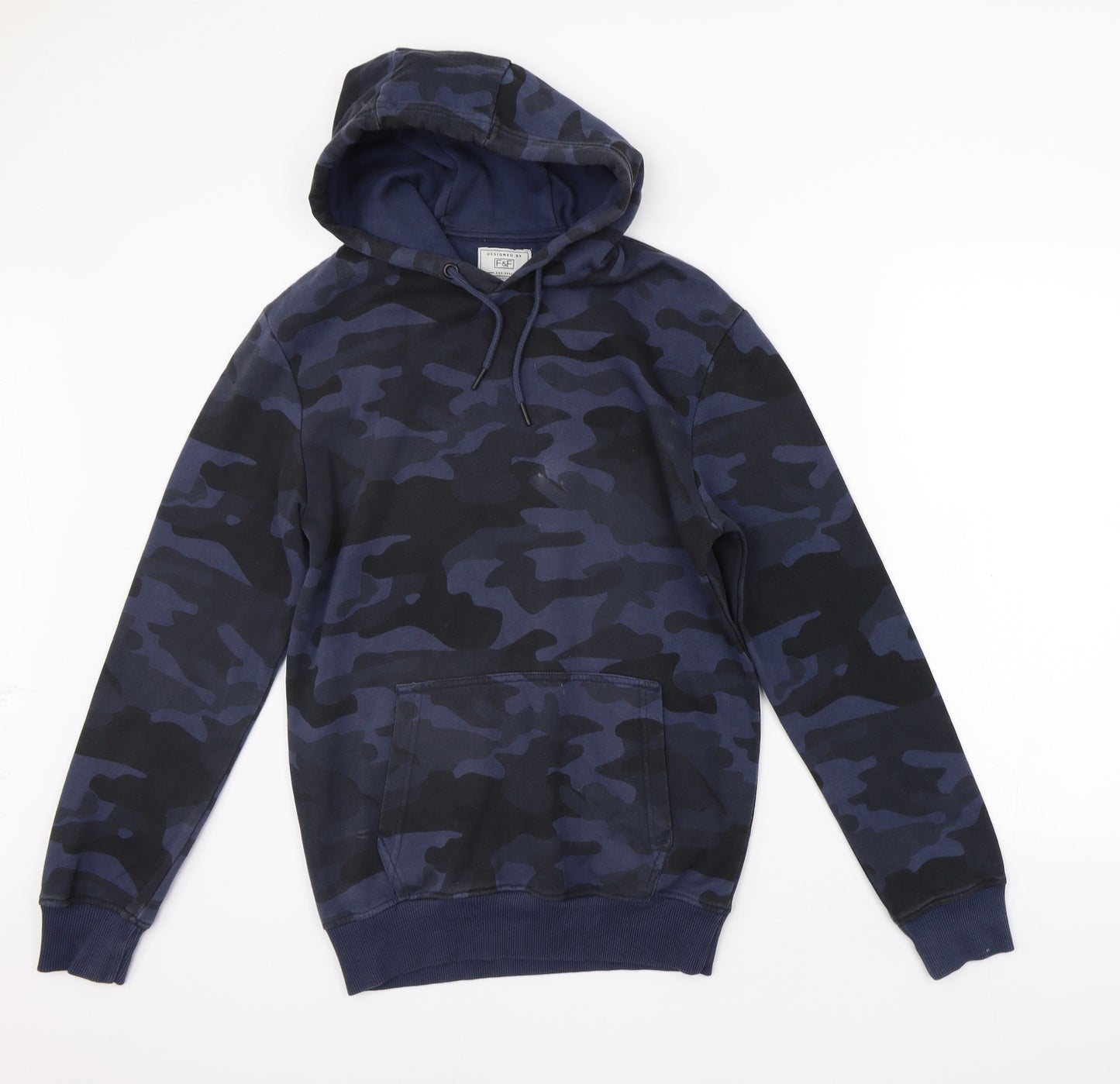 F&F Mens Blue Geometric  Pullover Jumper Size S  - washable mark