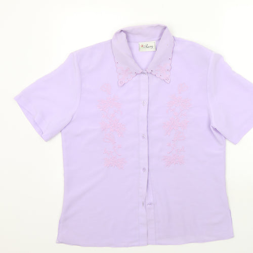 ROSY Womens Purple   Basic Button-Up Size 12