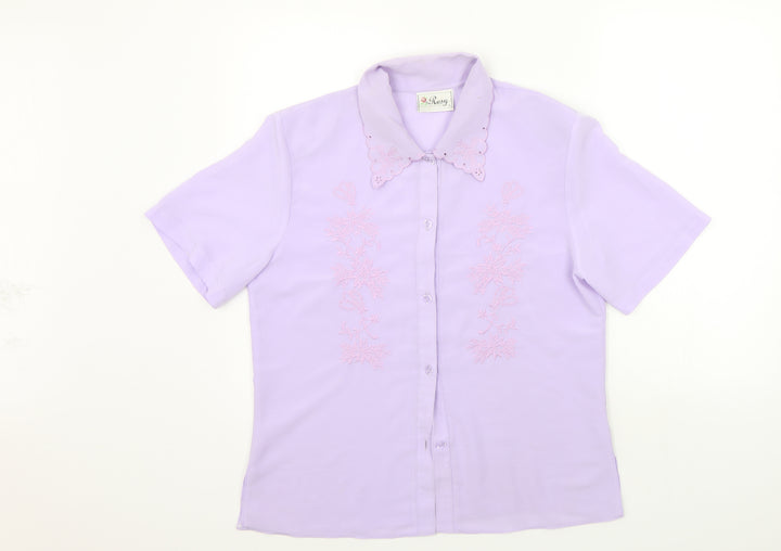 ROSY Womens Purple   Basic Button-Up Size 12