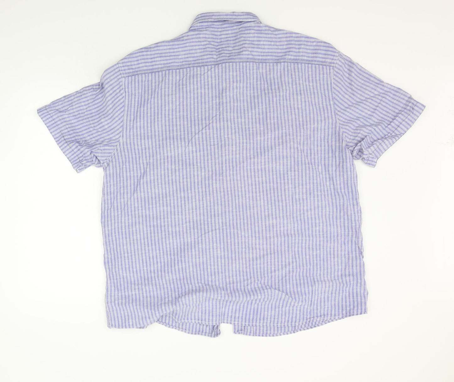 Marks and Spencer Mens Blue Striped   Button-Up Size 3XL