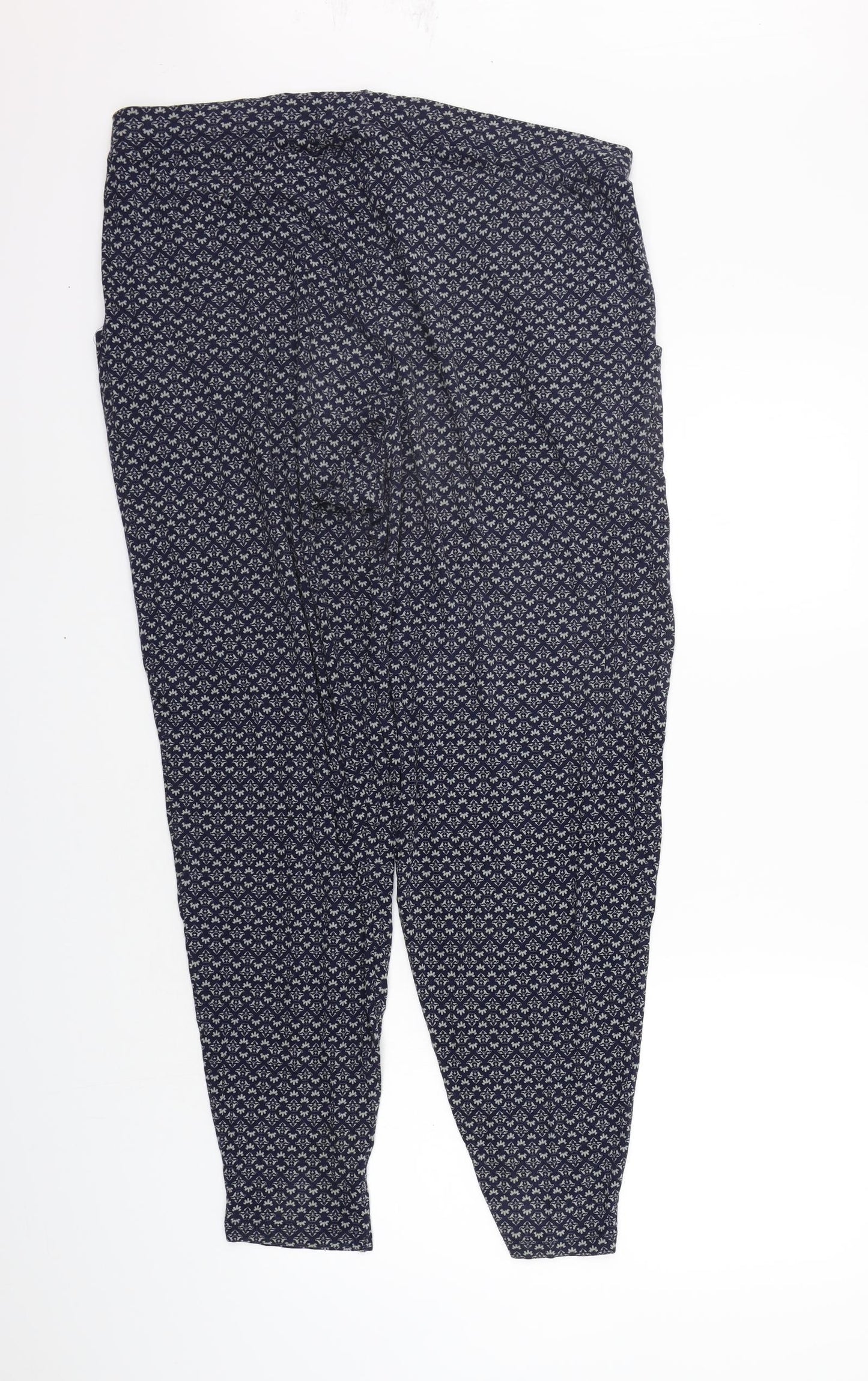 NEXT Womens Blue Geometric  Top Pyjama Pants Size 18  - Elastic Waist Band