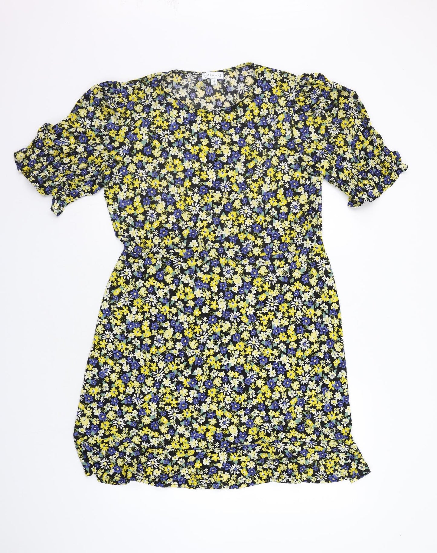 Warehouse Womens Yellow Floral  A-Line  Size 16