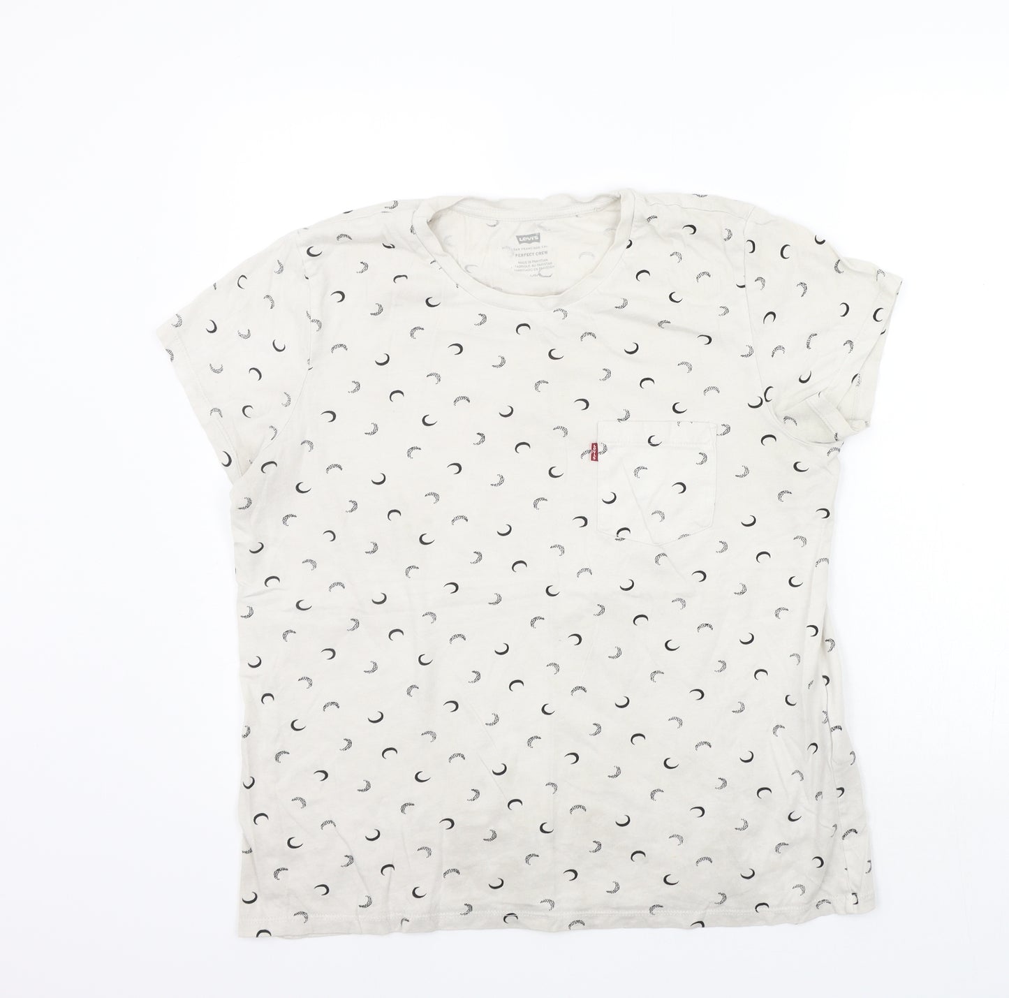 LEVIS Mens White Geometric   T-Shirt Size L