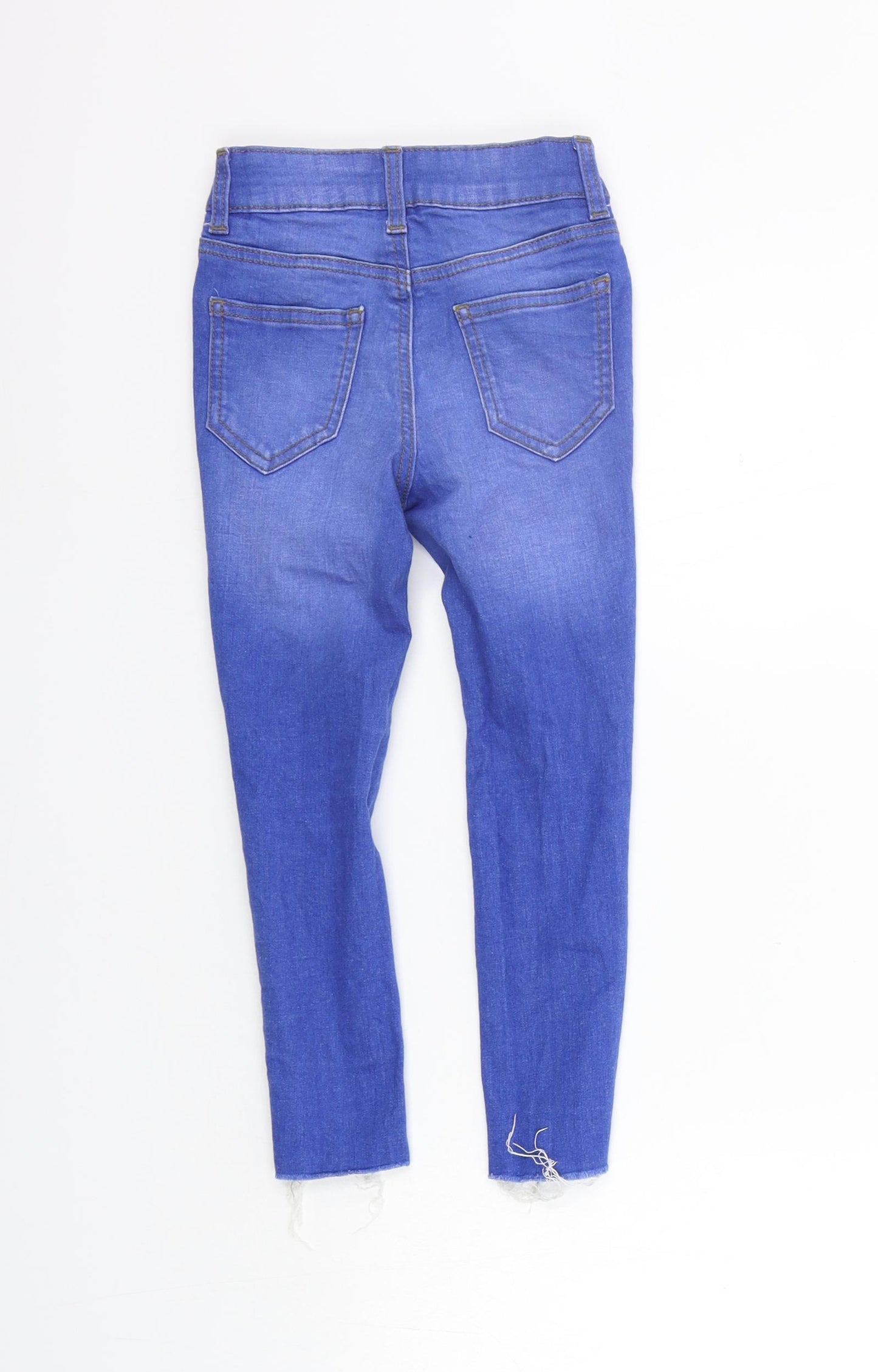 George Girls Blue   Straight Jeans Size 5-6 Years - DISTRESSED