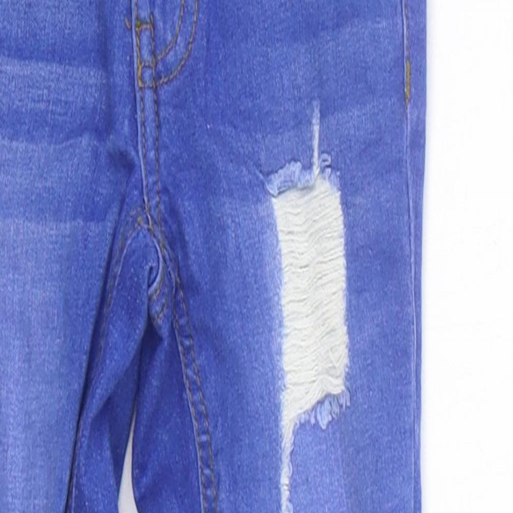 George Girls Blue   Straight Jeans Size 5-6 Years - DISTRESSED