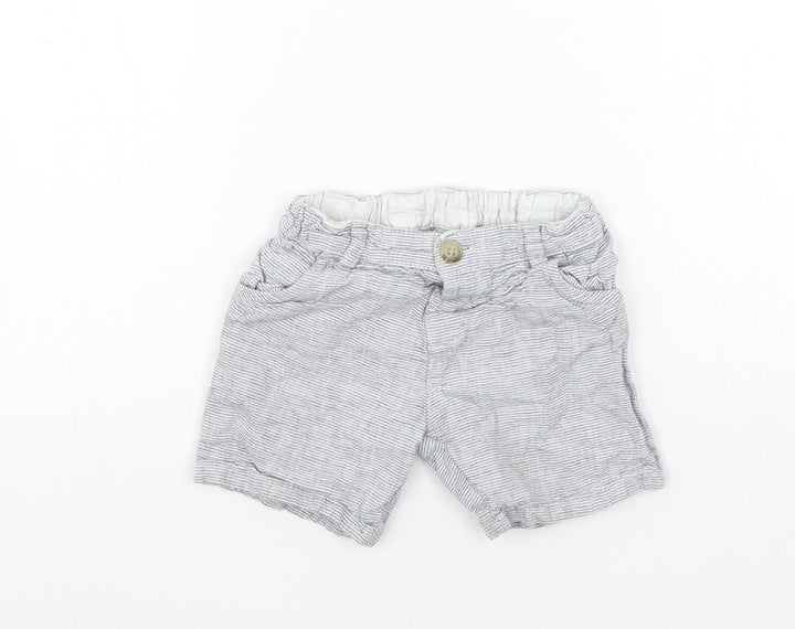 Matalan Girls Grey Striped Chino Shorts Size 3-4 Years