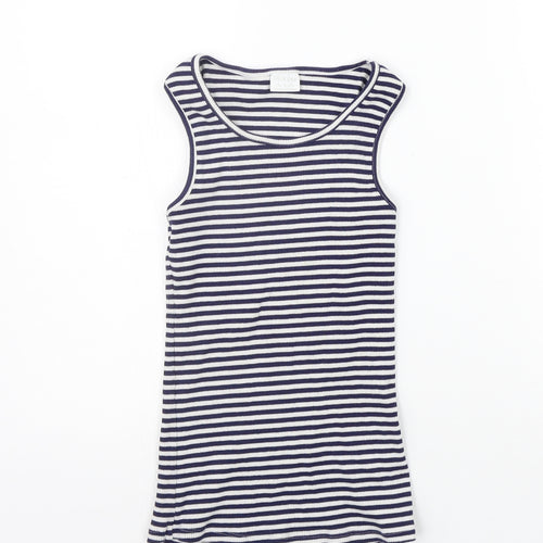 F&F Girls Blue Striped  Basic Tank Size 9-10 Years
