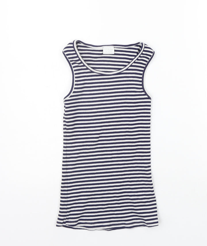 F&F Girls Blue Striped  Basic Tank Size 9-10 Years