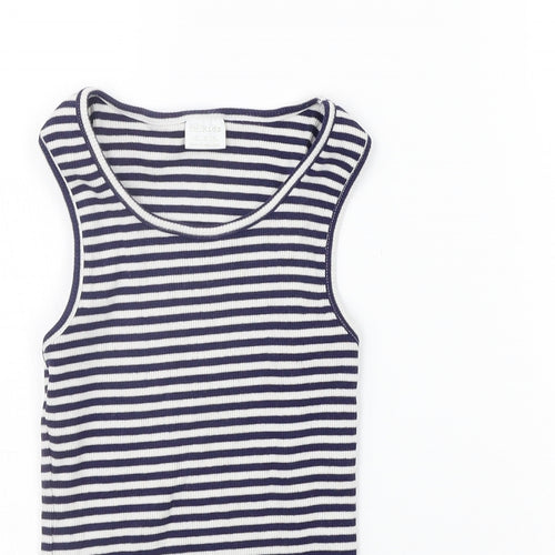 F&F Girls Blue Striped  Basic Tank Size 9-10 Years