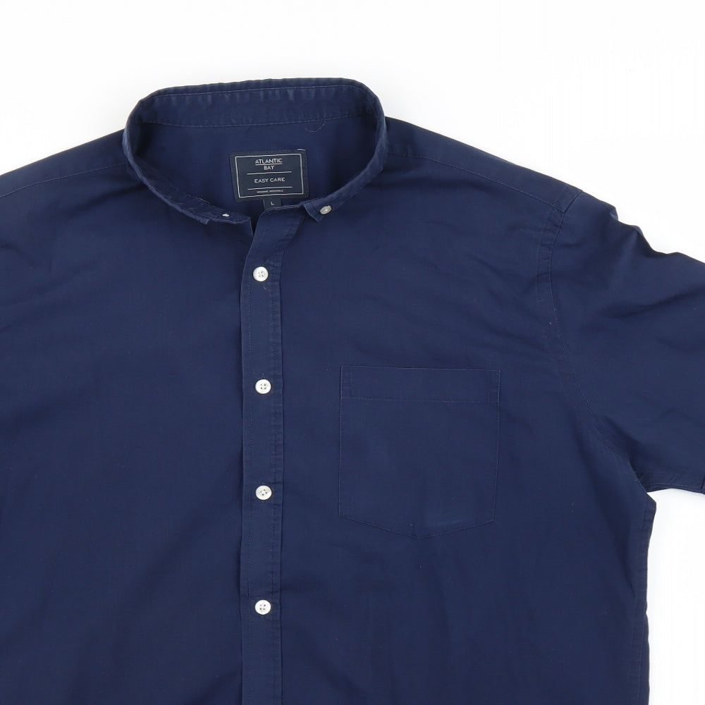 Atlantic Bay Mens Blue    Button-Up Size L