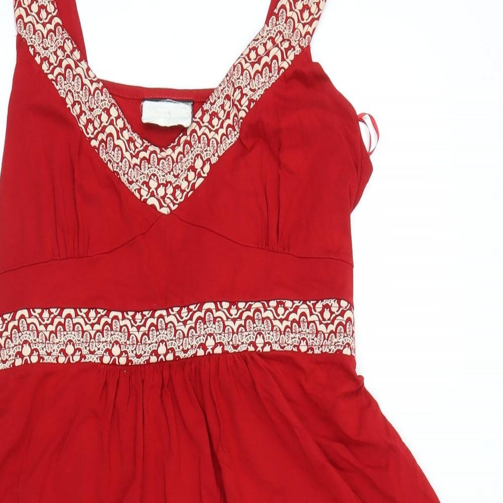 Preworn Womens Red Paisley  A-Line  Size 18