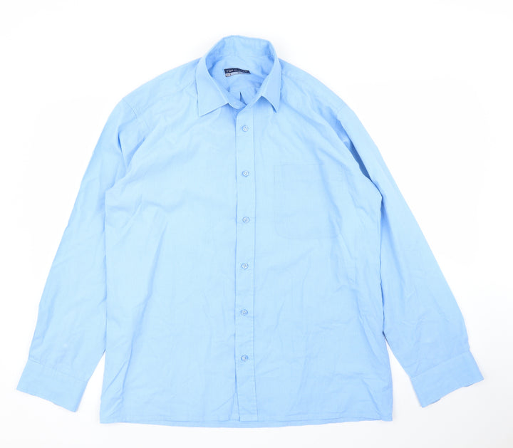 Tom Hagan Mens Blue Button-Up Size 15