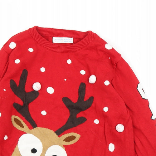 Primark Girls Red   Pullover Jumper Size 9-10 Years  - Christmas
