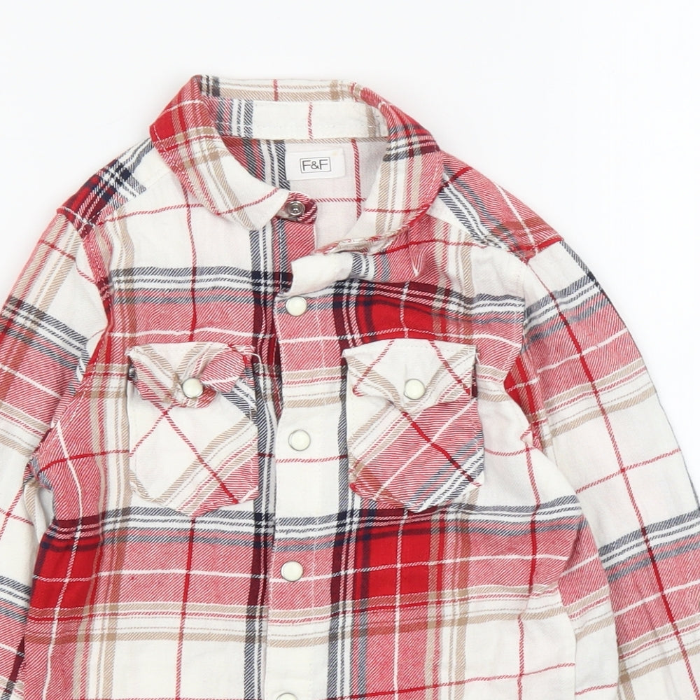 F&F Boys Red Plaid  Basic Casual Size 5 Years