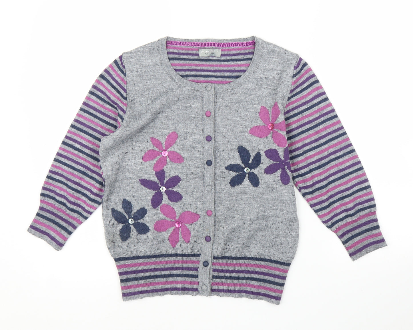 Per Una Womens Grey Floral  Cardigan Jumper Size 14