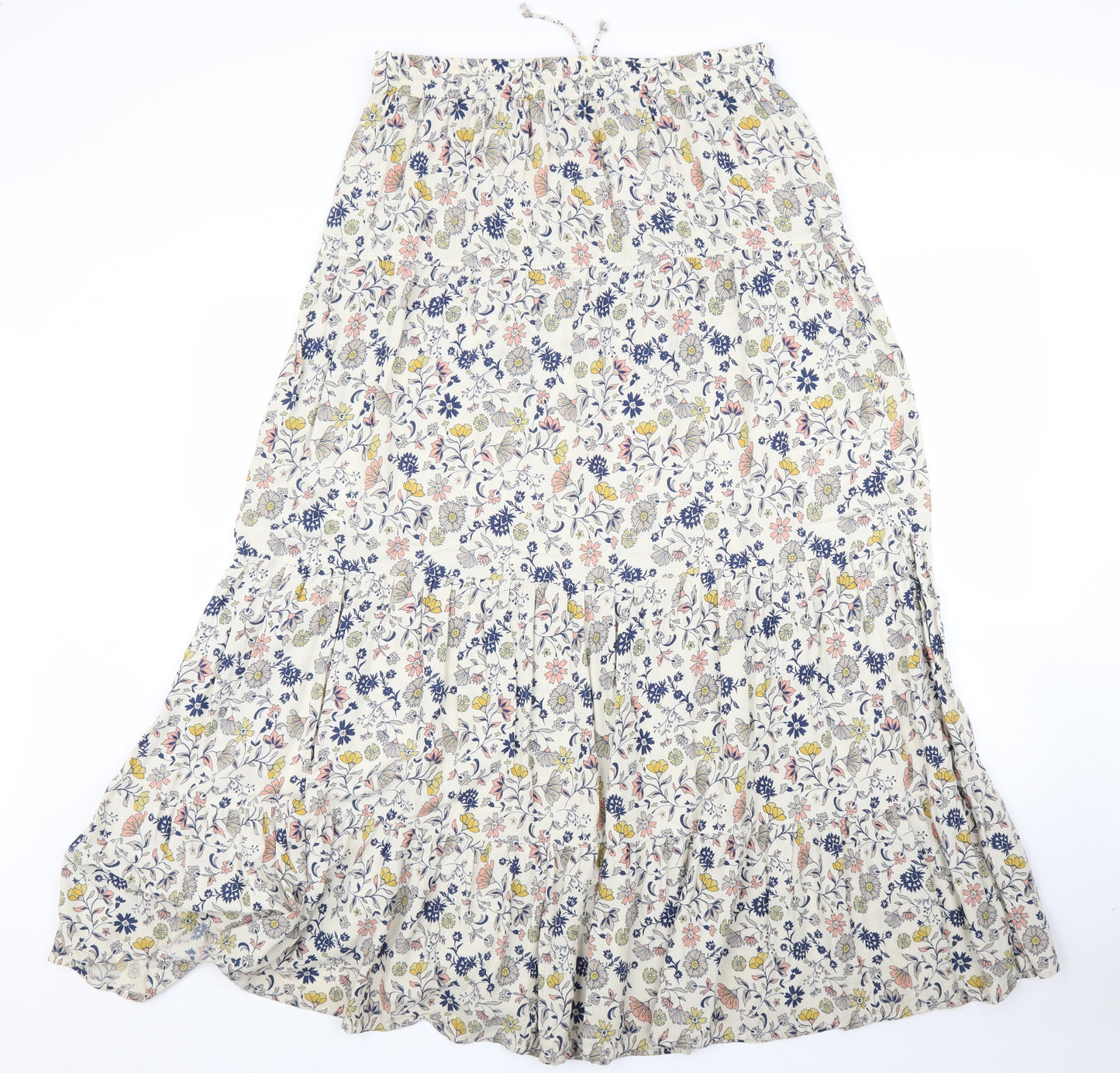 M&S Womens Beige Floral  Peasant Skirt Size 12
