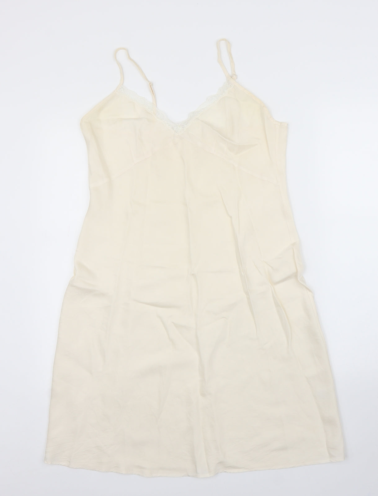 Preworn Womens Ivory Solid  Cami Dress Size 16