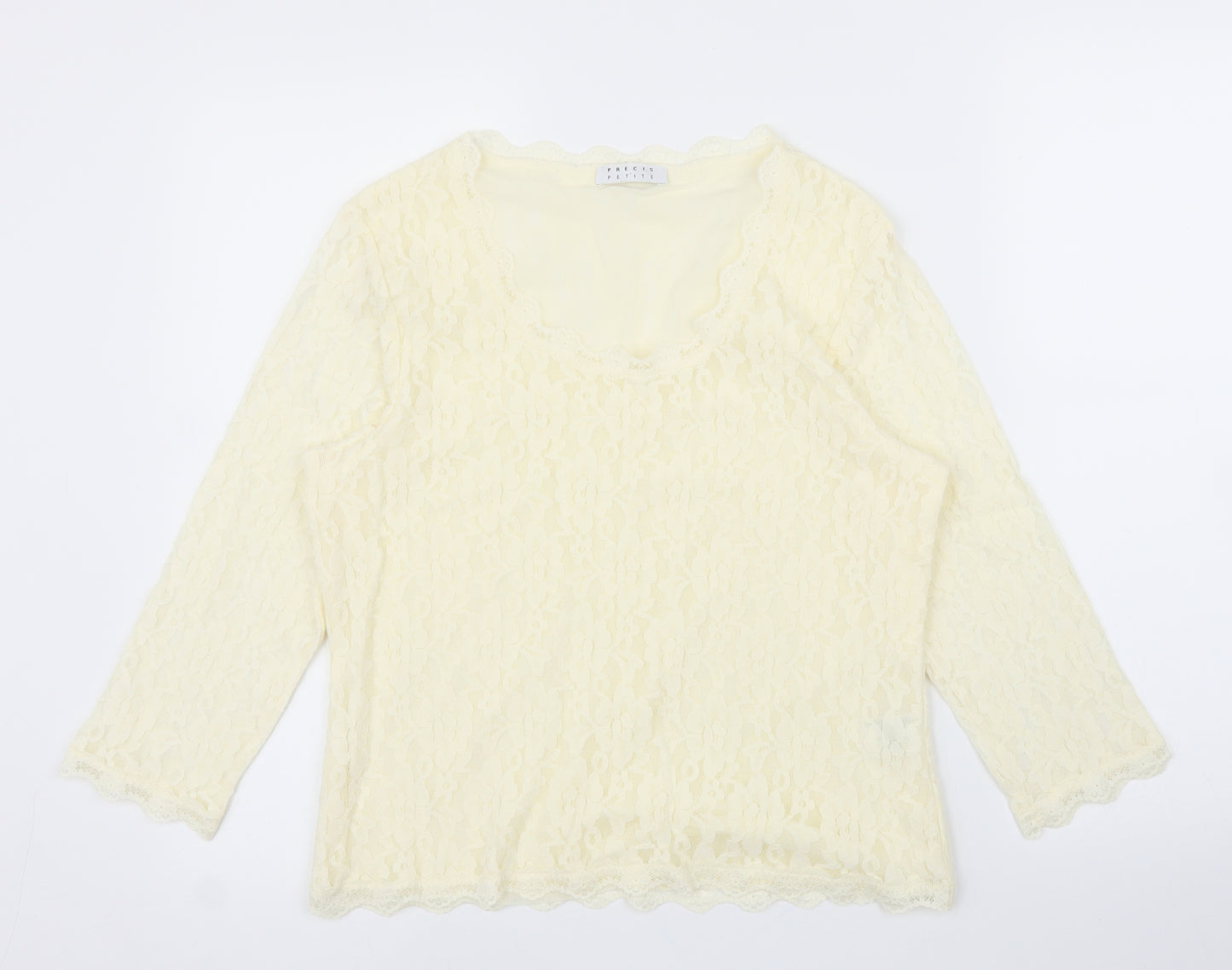 Precis Womens Ivory Floral  Basic Blouse Size M