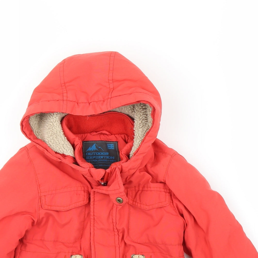 M&S Boys Red   Parka Coat Size 2-3 Years