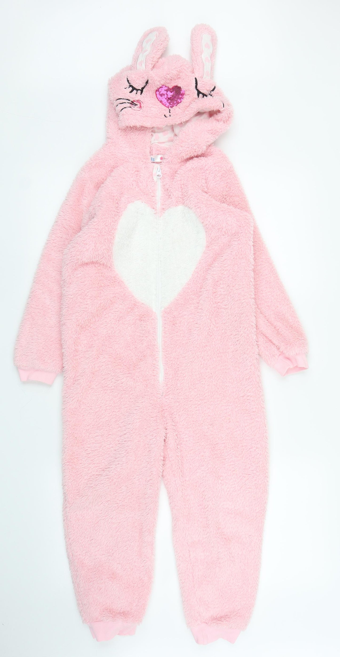 M&Co Girls Pink Solid Fleece Capri One Piece Size 7-8 Years