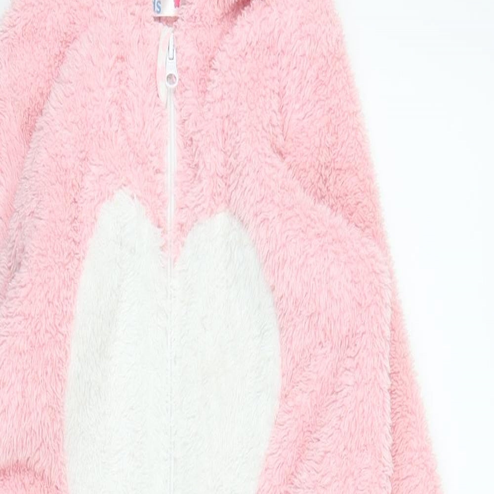 M&Co Girls Pink Solid Fleece Capri One Piece Size 7-8 Years