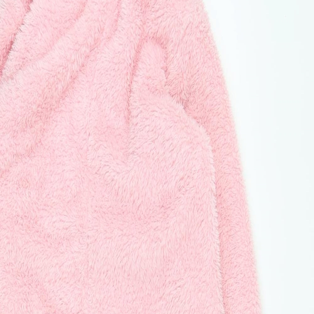 M&Co Girls Pink Solid Fleece Capri One Piece Size 7-8 Years