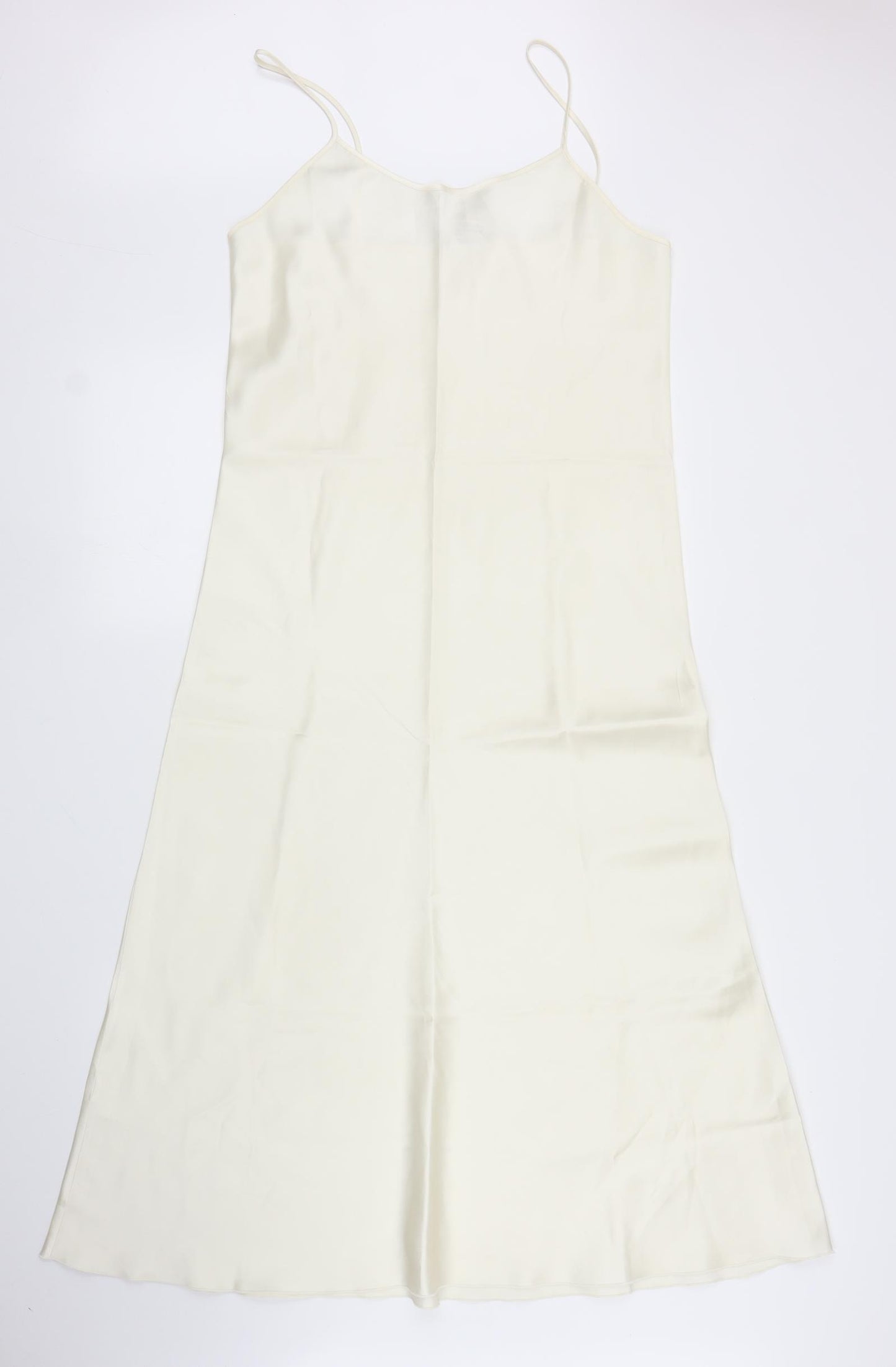 Preworn Womens Ivory Solid  Cami Gown Size 12