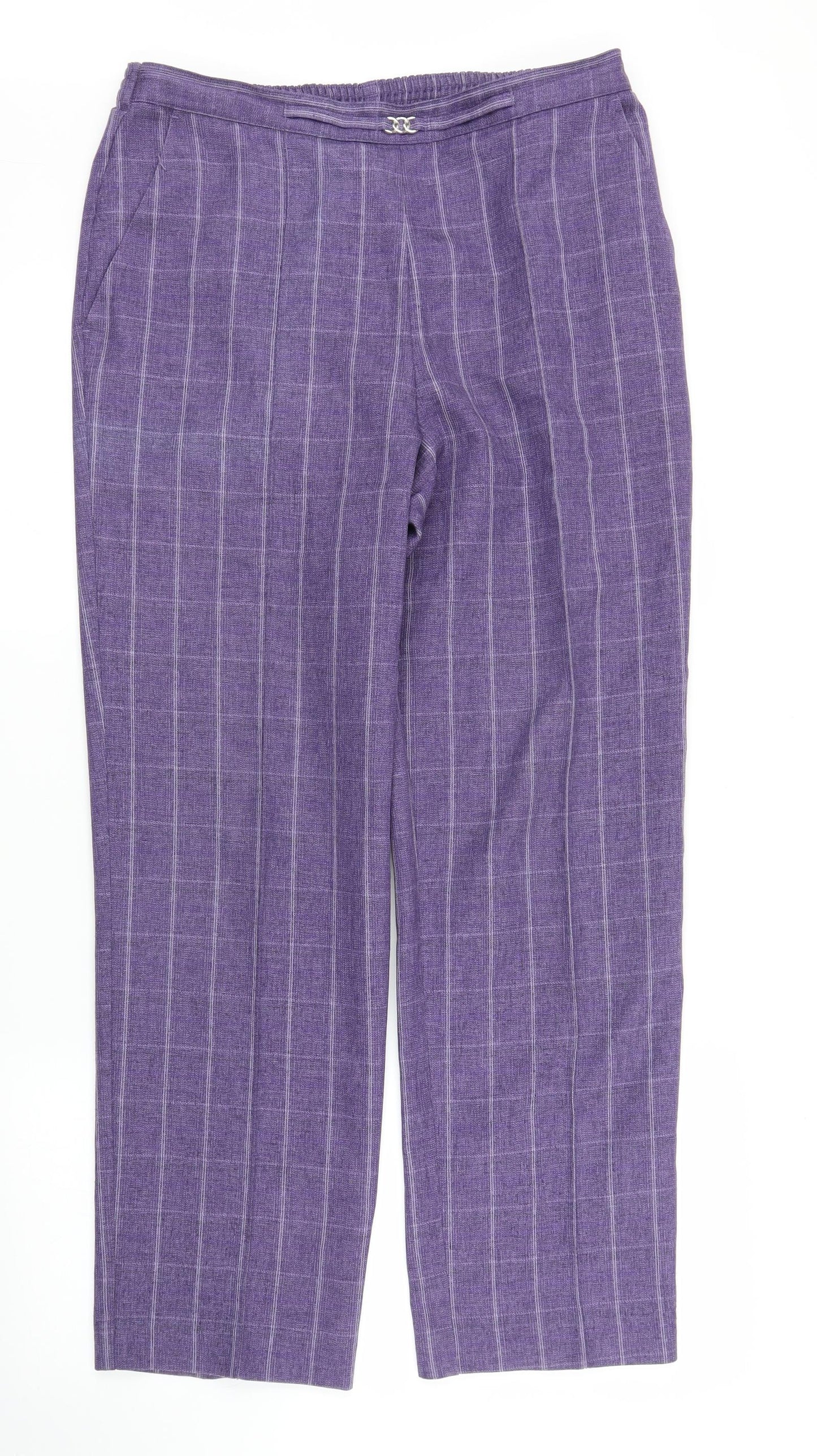 M&S Womens Purple Check  Trousers  Size 12 L27 in