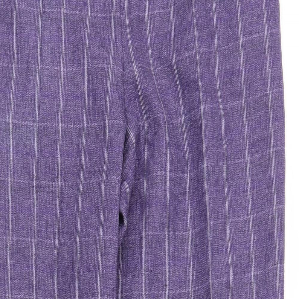 M&S Womens Purple Check  Trousers  Size 12 L27 in