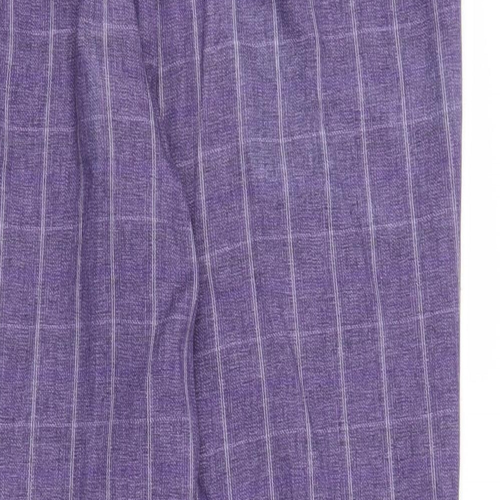 M&S Womens Purple Check  Trousers  Size 12 L27 in