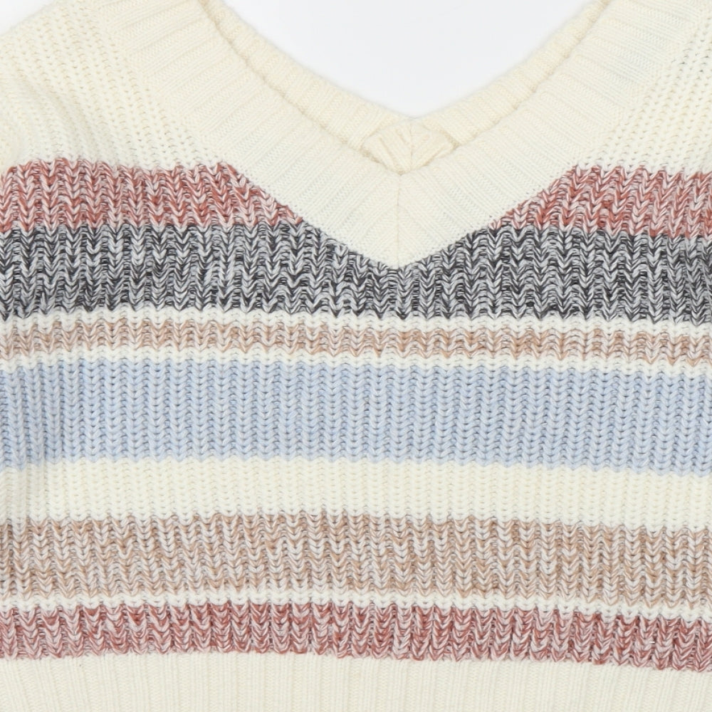 New Look Girls White Striped  Pullover Jumper Size 14 Years