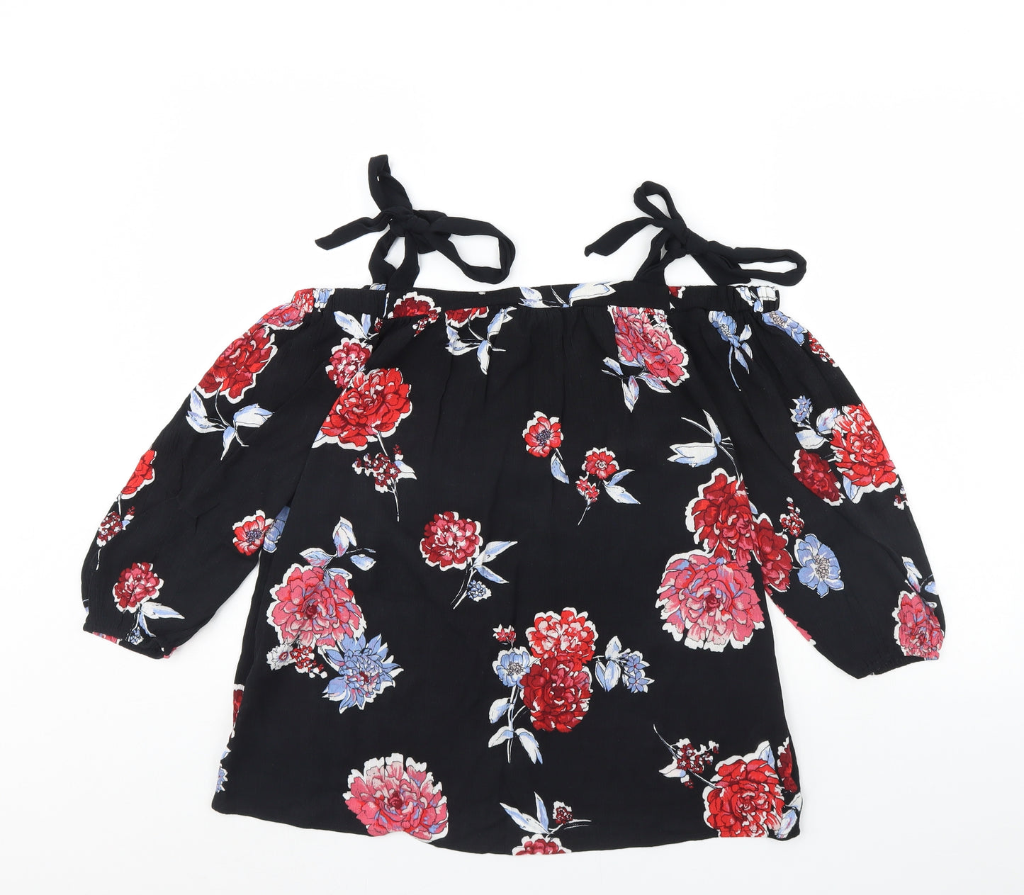 Dorothy Perkins Womens Black Floral  Basic Blouse Size 10