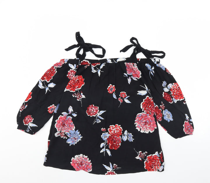 Dorothy Perkins Womens Black Floral  Basic Blouse Size 10