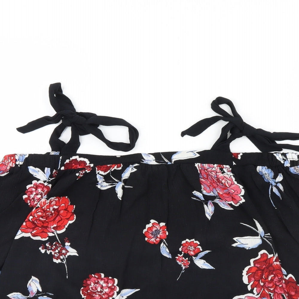 Dorothy Perkins Womens Black Floral  Basic Blouse Size 10