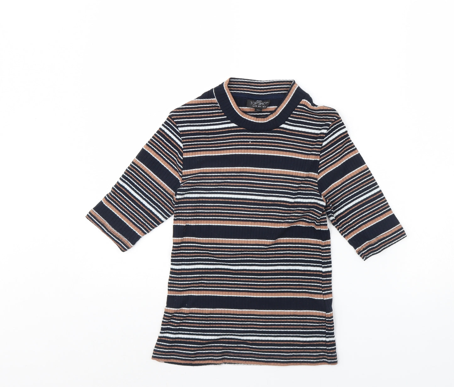 Topshop Womens Blue Striped  Basic Blouse Size 10