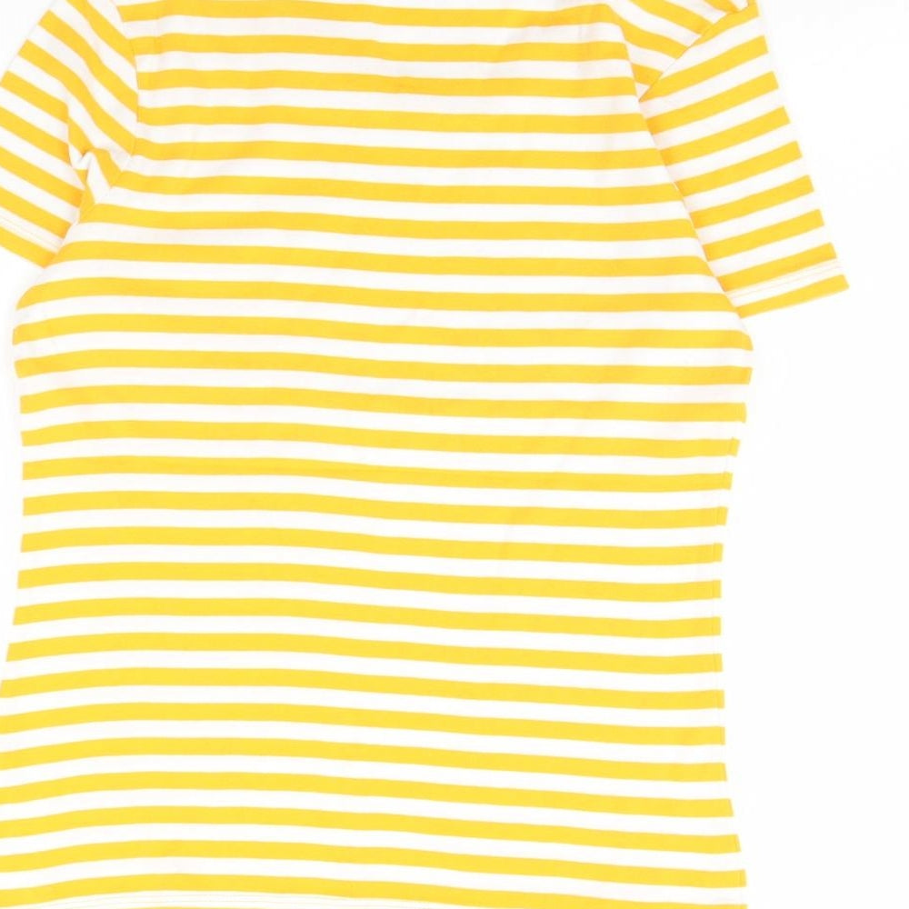 TU Womens Yellow Striped  Basic T-Shirt Size 12
