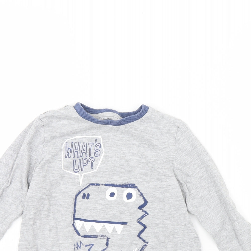m&s Boys Grey   Basic T-Shirt Size 4 Years  - Dinosaur