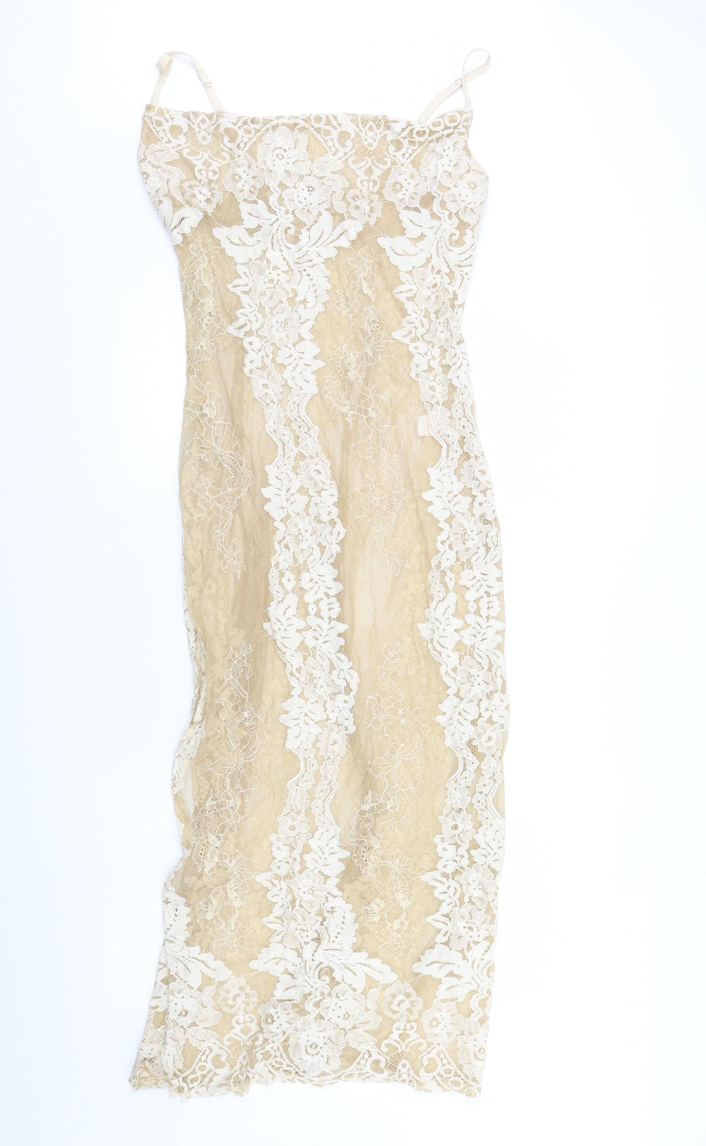 Missguided Womens Beige Floral Mesh Maxi  Size 8