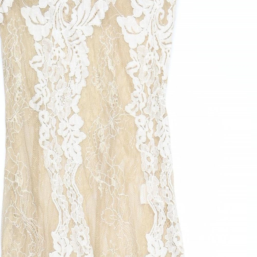 Missguided Womens Beige Floral Mesh Maxi  Size 8