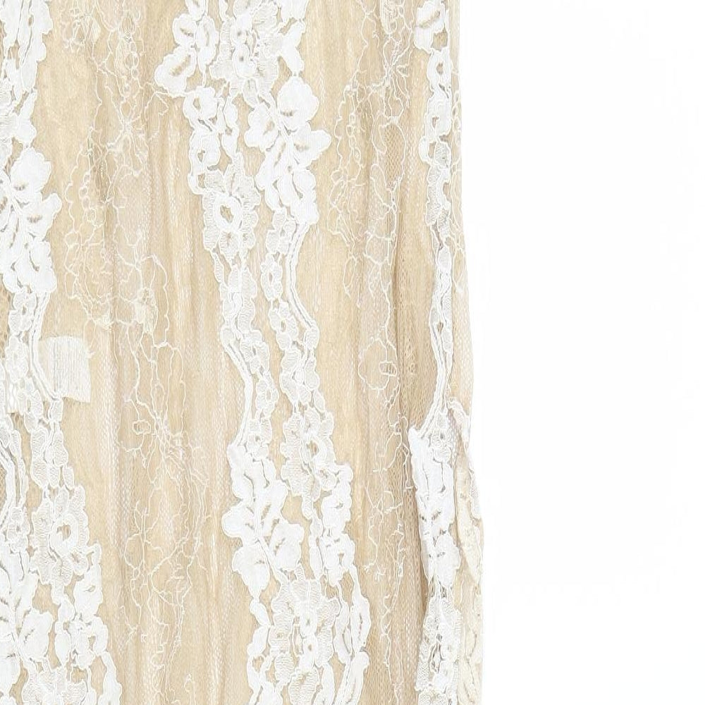 Missguided Womens Beige Floral Mesh Maxi  Size 8