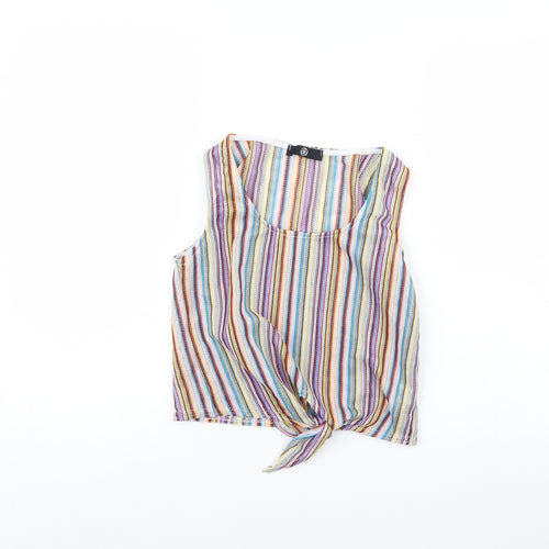 Missguided Womens Multicoloured Striped  Cropped Tank Size 8