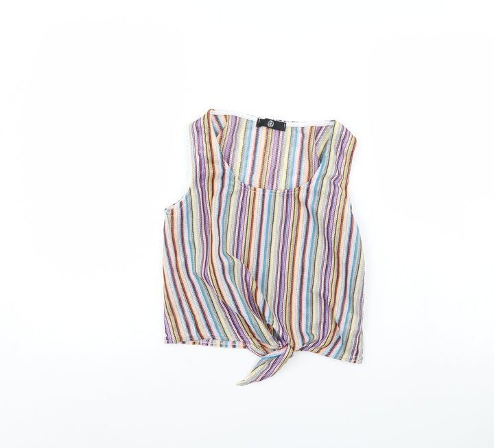 Missguided Womens Multicoloured Striped Cropped Tank Size 8