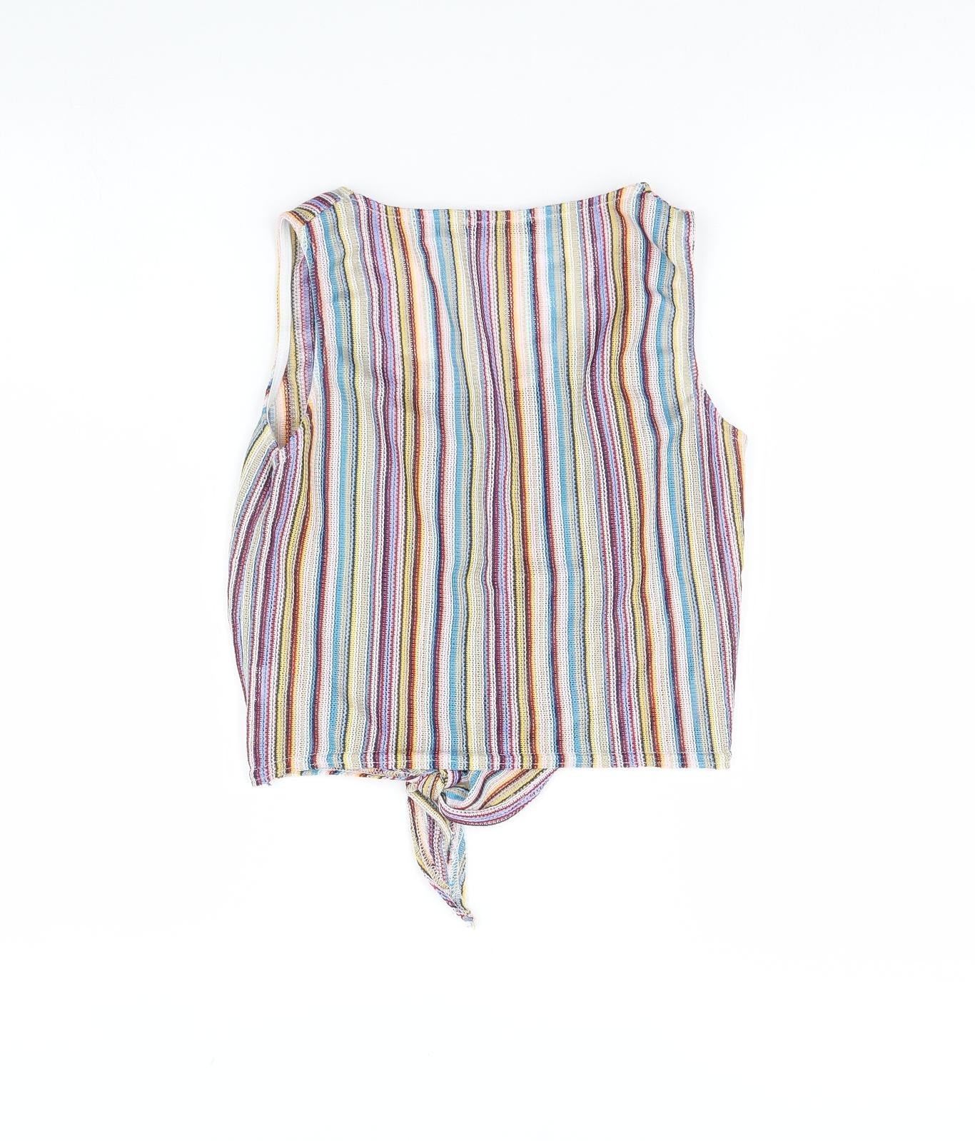 Missguided Womens Multicoloured Striped  Cropped Tank Size 8