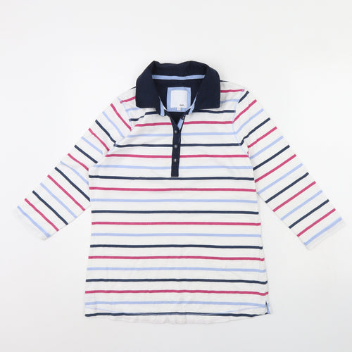 DASH Womens Blue Striped  Basic Blouse Size 10