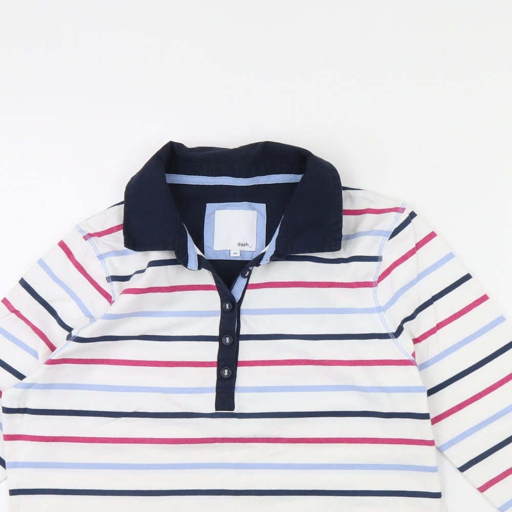 DASH Womens Blue Striped  Basic Blouse Size 10
