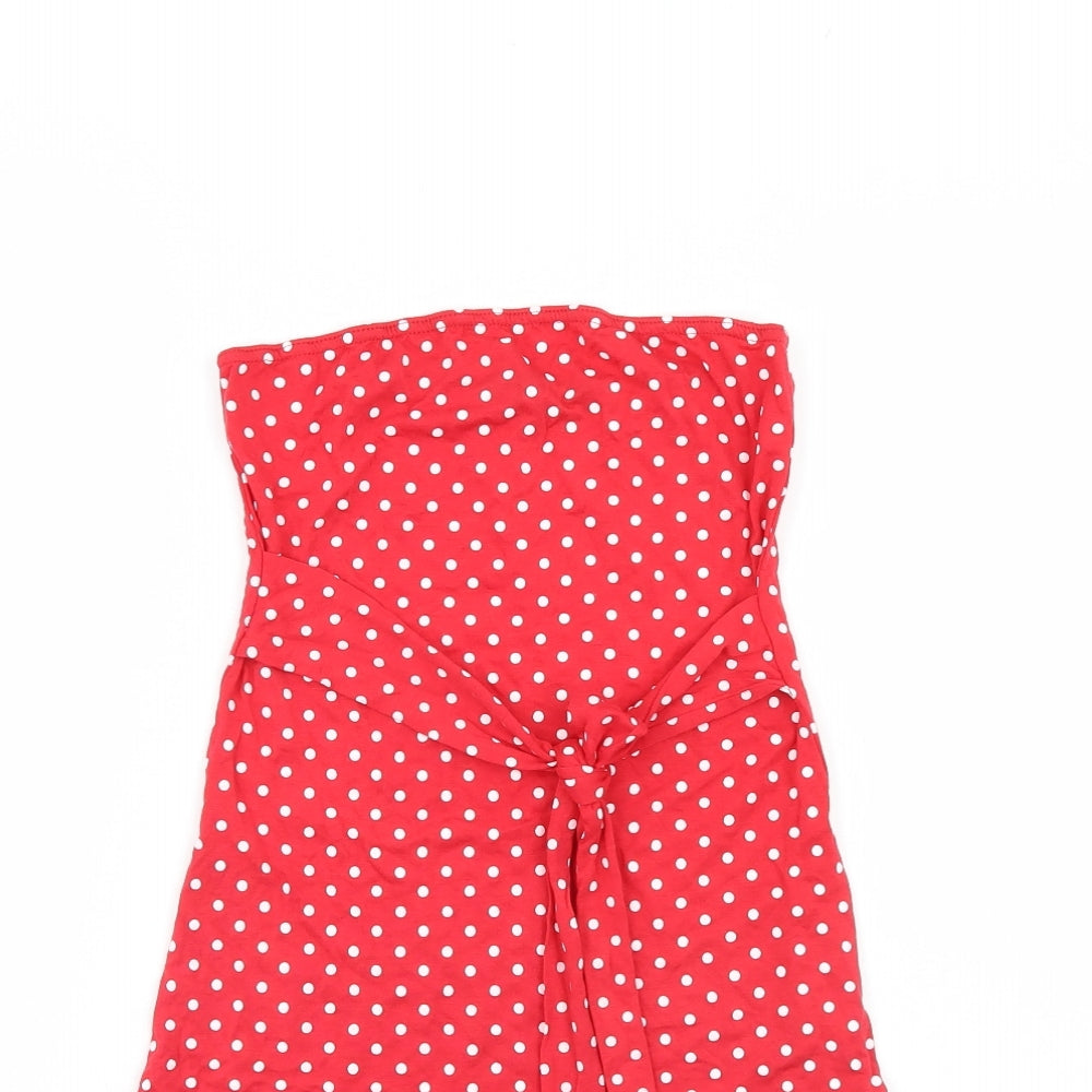 Boohoo Womens Red Polka Dot  Mini  Size 8