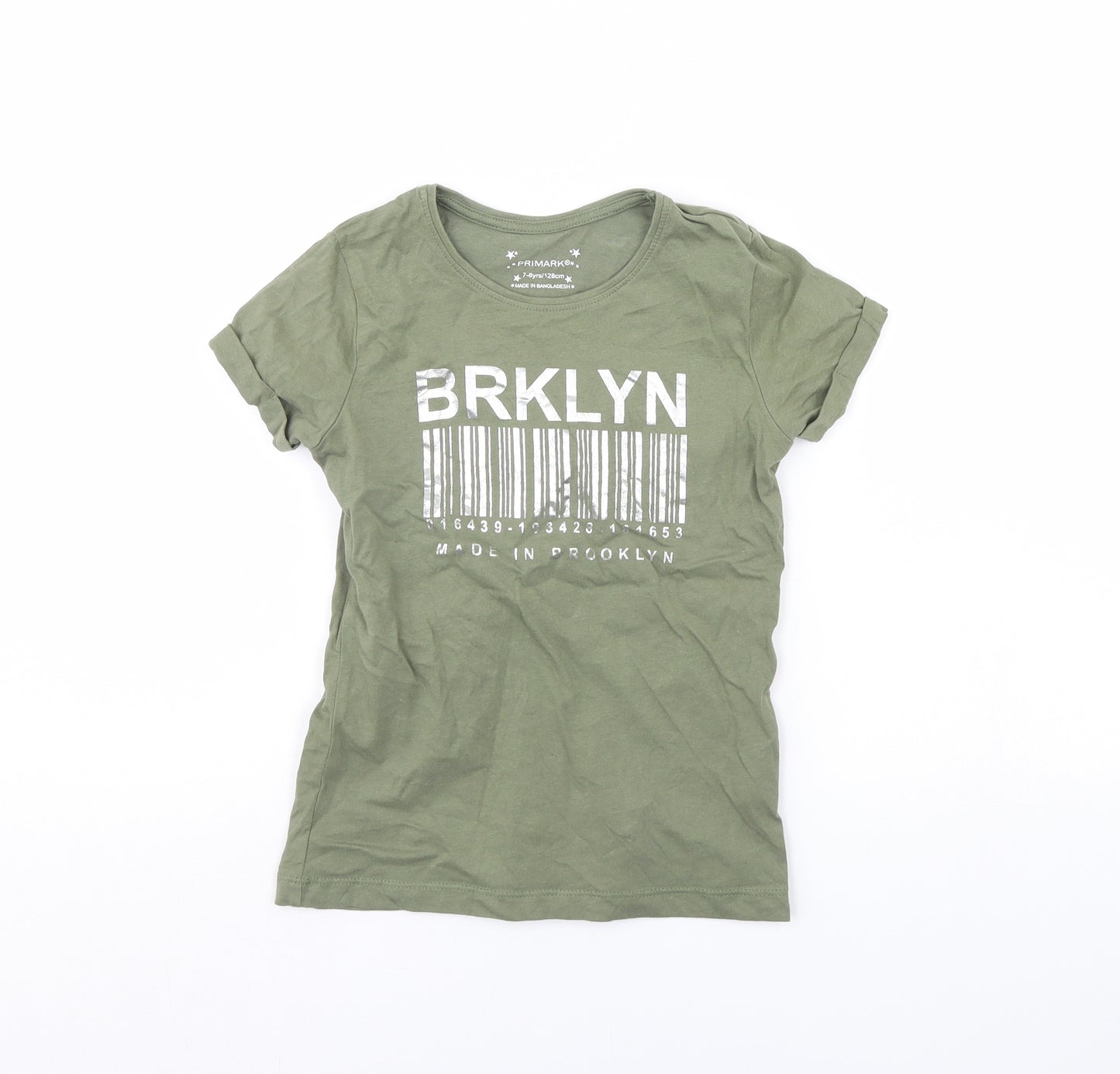 Primark Girls Green   Basic T-Shirt Size 7 Years  - Brooklyn