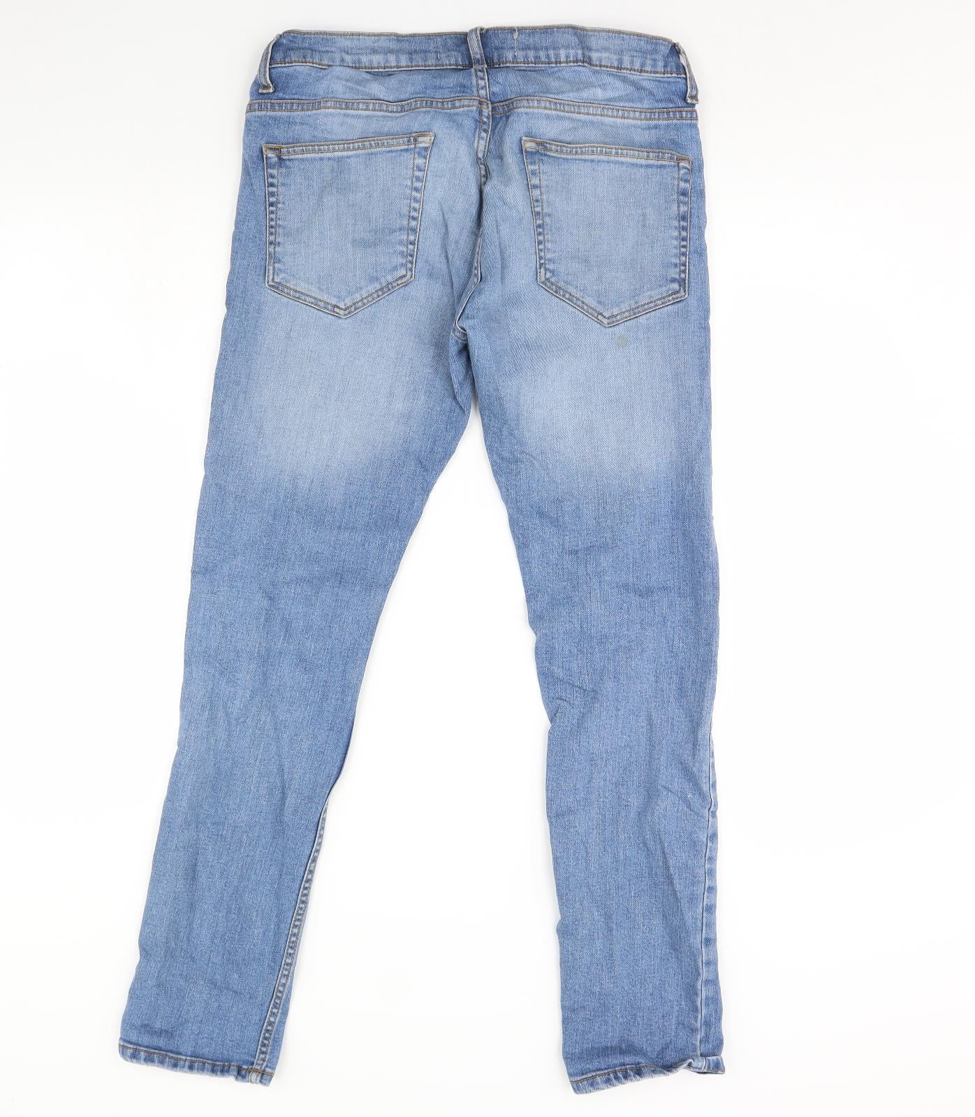 Topman Mens Blue  Denim Straight Jeans Size 32 in L30 in